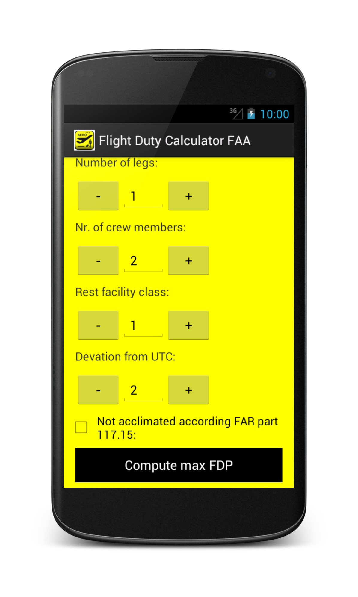 Flight Duty Calculator (FAA), According To FAR Part 117